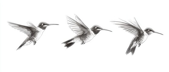 Fototapeta premium Hummingbird in flight showcasing intricate details against a soft background