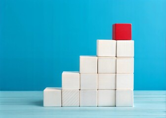 Red Block on Top of White Building Blocks Represents Success