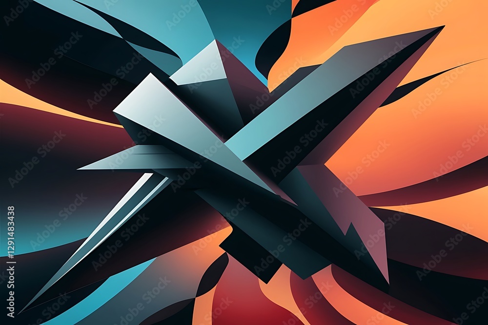 Aufkleber abstract modern geometric dynamic shape with gradient background dynamic shapes composition and geom
