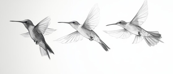 Fototapeta premium Hummingbird in flight showcasing intricate details against a soft background