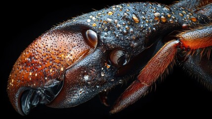 Macro photography of a majestic ant claw close-up nature exploration dark background detailed structure for science enthusiasts