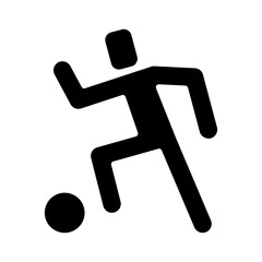 Playing football icon in glyph style