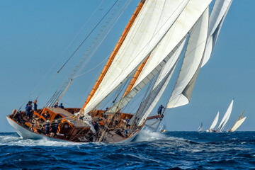 Obraz premium Sailing yachts regatta. Yachting. Sailing race Antibes, Cannes, France