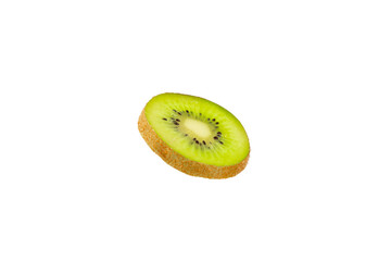 Kiwi isolated on white background. Whole fruit and slices pieces of kiwi on white background. fresh...