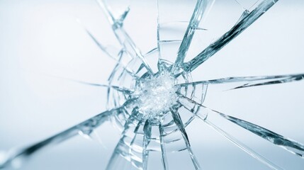 Cracked Glass: Broken Window Surface with Shattered Fragments - Safety and Destruction