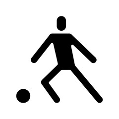 Playing football icon in glyph style