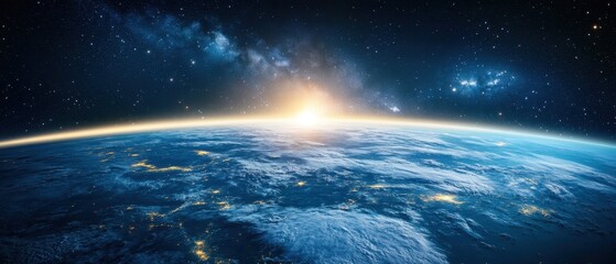 Obraz premium Earth viewed from space showcasing its blue oceans and diverse landforms