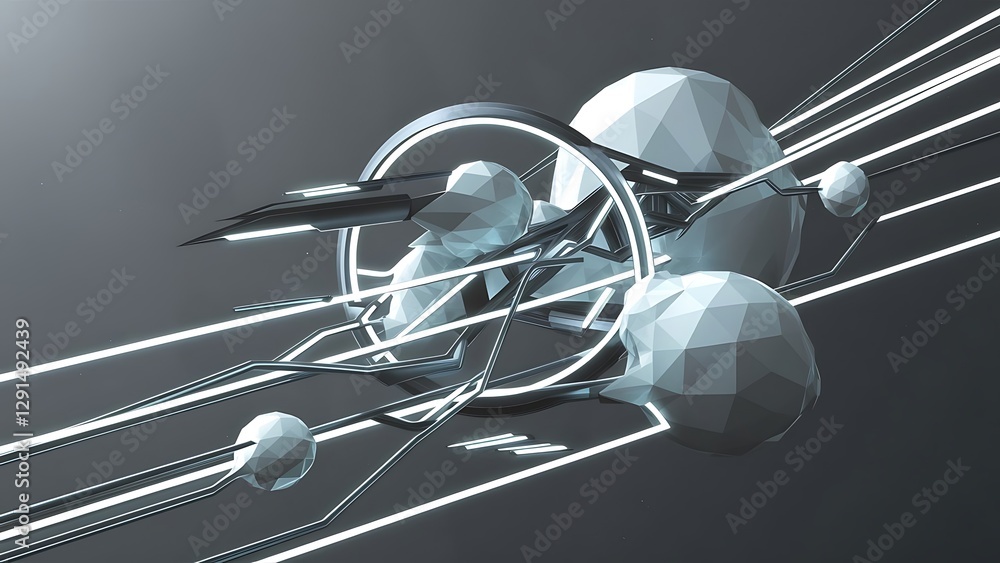 Poster abstract polygonal space gray background with white low poly connecting dots and lines connection st