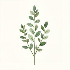 Fototapeta premium Green leaf branch on white background