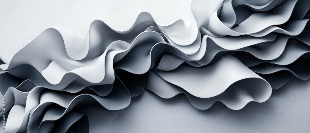 Poster abstract 3d background with white and gray waves creating a modern visual design