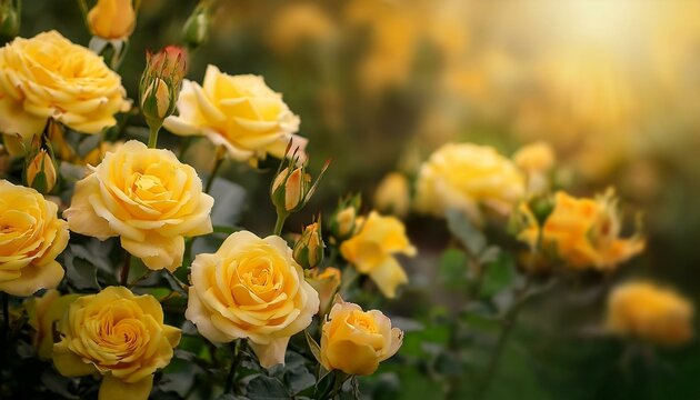 numerous yellow rose buds in the garden flowers for a nature themed wedding with copy space image place for adding text or design