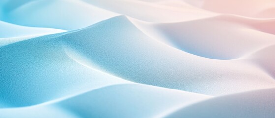 Contemporary abstract wall design showcasing flowing waves of blue and white tones in a modern interior space