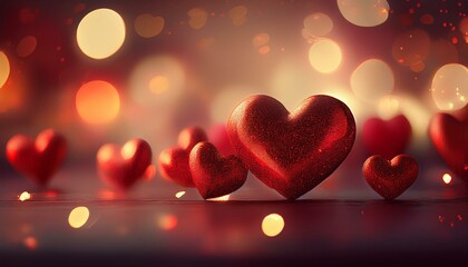 red valentine hearts love and emotion concept thank you help and charity gift bokeh lights