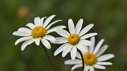 Obraz premium Three Daisies in Soft Focus, Summer Meadow Bloom