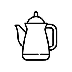 Obraz premium Simple black vector icon of a kettle, symbolizing tea preparation and kitchenware