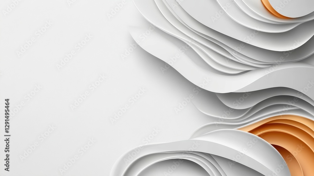 Aufkleber abstract 3d background with white and orange shapes featuring soft gradients and textures