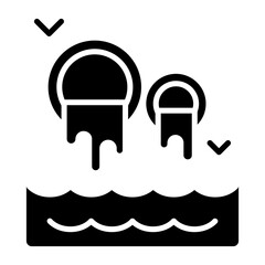 Water pollution icon in glyph style