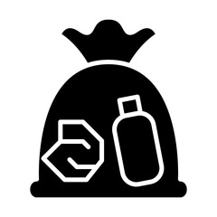 Garbage bag icon in glyph style