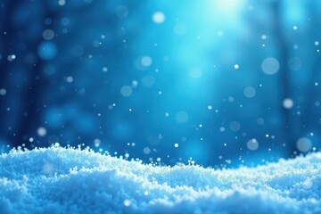 Abstract winter scene, snowflakes, icy blue background, gradient, illustration