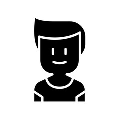 Happy boy icon in glyph style