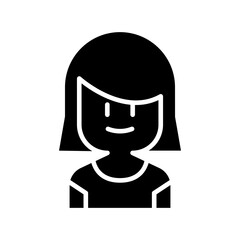 Happy girl icon in glyph style