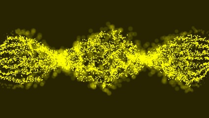 Abstract glowing digital cyber wave made of particles and dots moves on a black background, big data visualization, futuristic and technological.