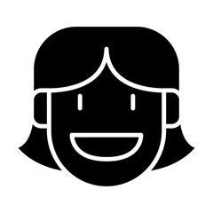 Smiling woman icon in glyph style