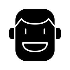 Smiling man icon in glyph style