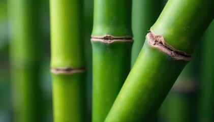 Obraz premium Close-up of bamboo stalks, showing intricate texture and knots , plant, grain, backdrop