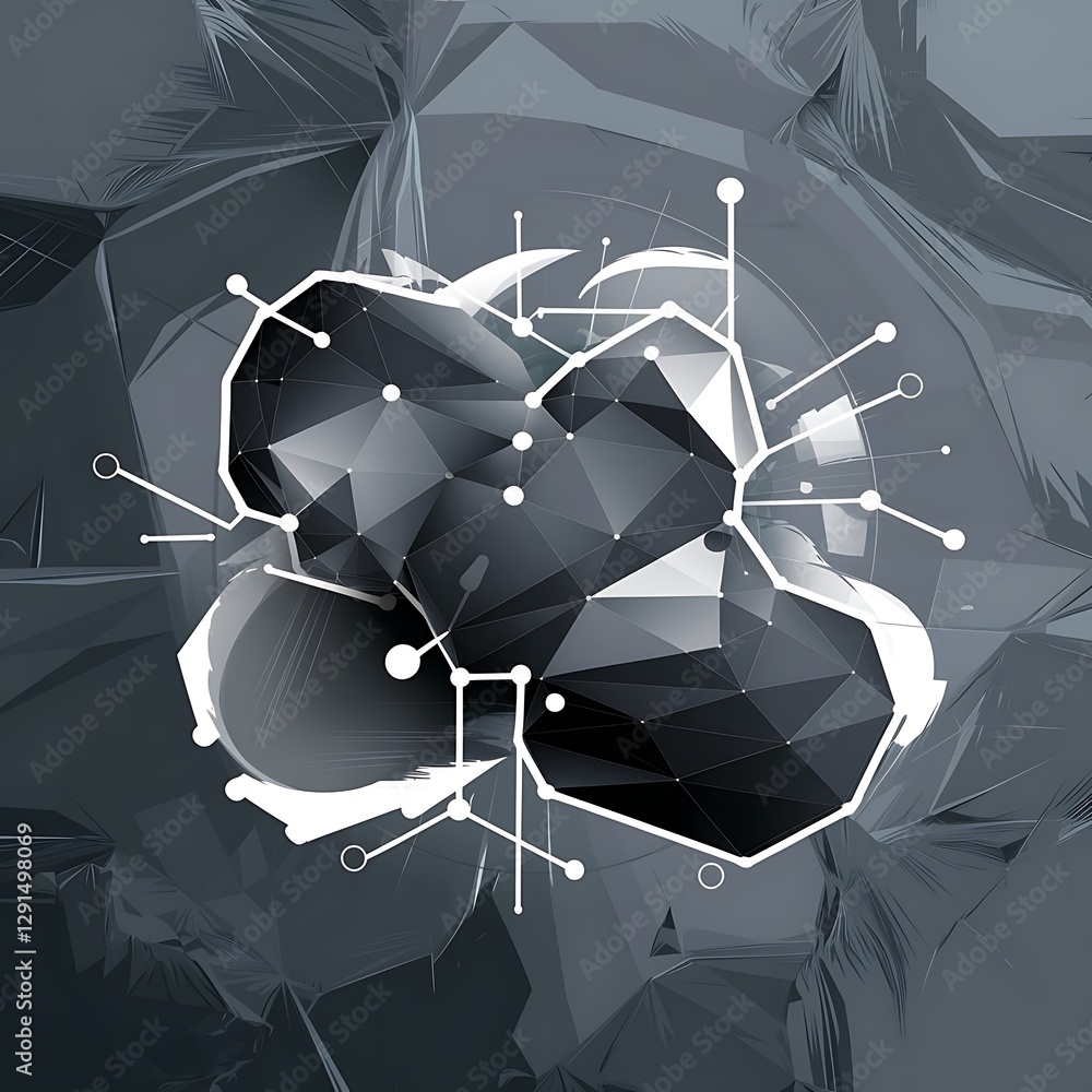 Poster abstract polygonal space gray background with white low poly connecting dots and lines connection st