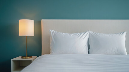 Luxurious bedroom with elegant decor, soft lighting, and cozy bedding