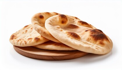 fresh pita bread close up isolated on white background