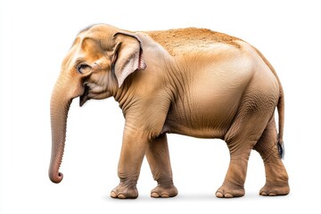 Fototapeta premium Side view of walking Asian Elephant isolated on white background