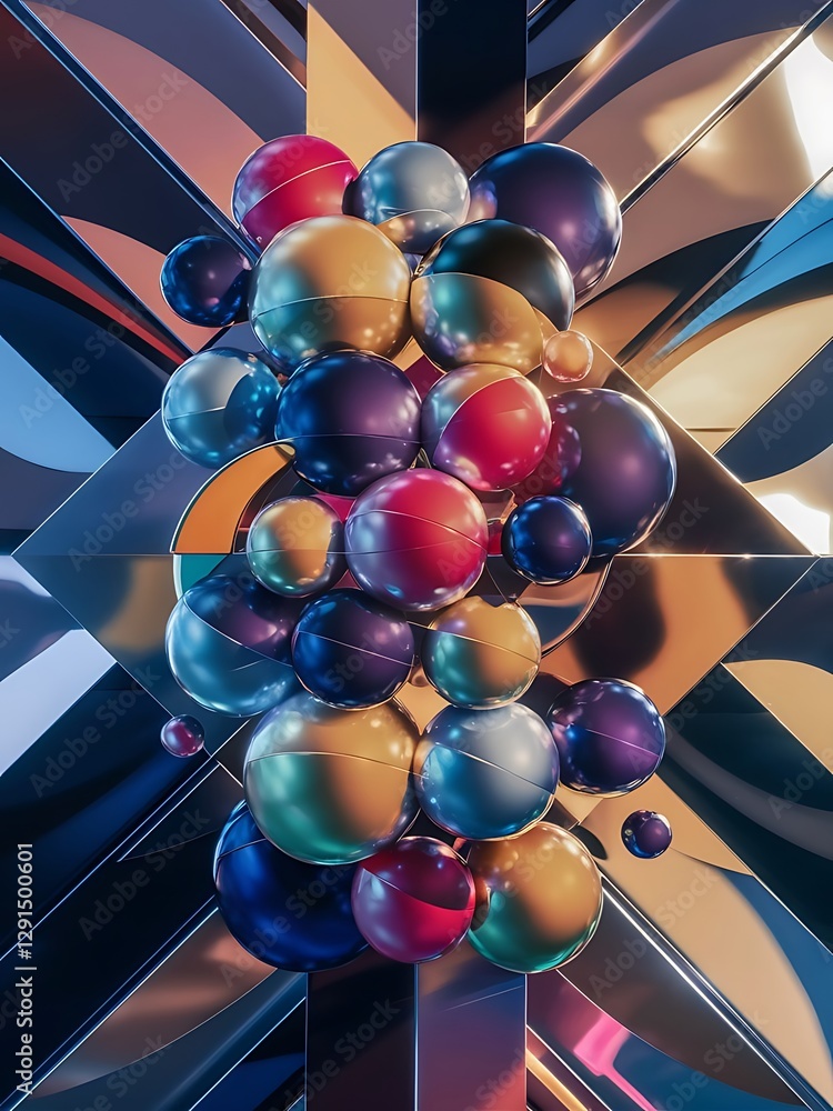 Poster colorful shiny and glossy circles abstract composition with light and shadow effects geometric vecto