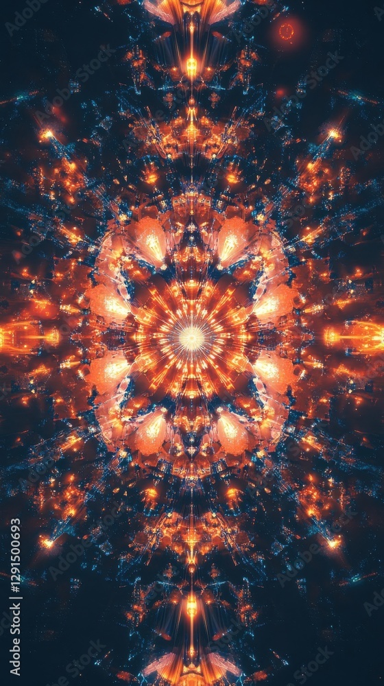 Poster a symmetrical composition of light and energy in a pattern