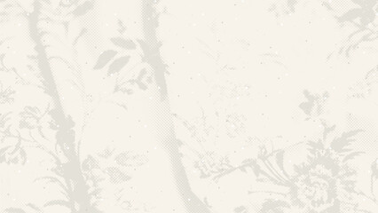 Light Beige rice paper with floral watermark texture. Washi eggshell background with grains, speckles, stencils, flecks. Ecru recycled handmade craft material backdrop, vector illustration.