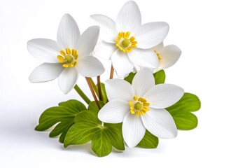 Fototapeta premium Small and white wild flowers isolated on a white background