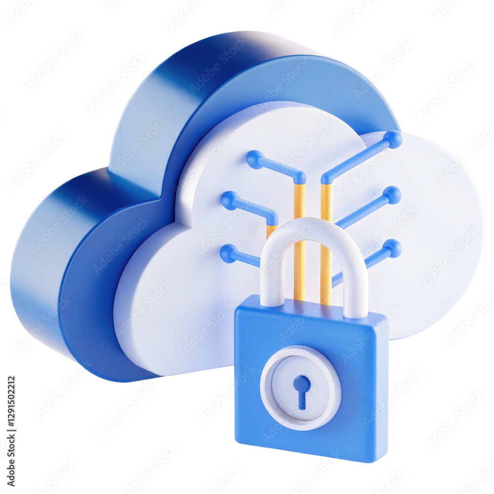 Aufkleber a stylized cloud icon with a padlock symbolizing data security and cloud computing.