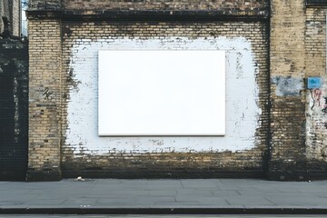 Eye-Catching Blank Advertising Billboard Mockup on Brick Wall in Urban Setting