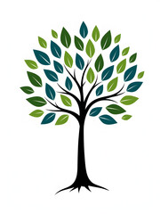 Fototapeta premium Tree Illustration animation blackdrop white style minimal 