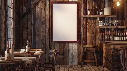 Rustic Wooden Bar Interior Design Mockup