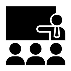 Business training icon in glyph style