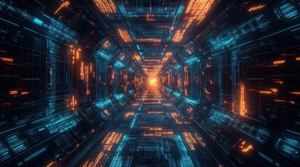 Cyberpunk-inspired digital pattern, glowing fractal designs, high-tech futuristic artwork,
