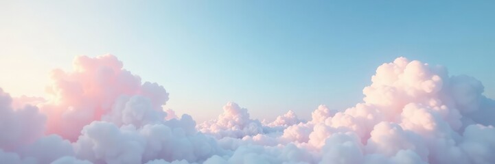 A dreamy sky is framed by delicate wispy clouds in shades of light blue and pale pink, whitish, soft