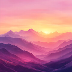 Fototapeta premium Pink Sunset Mountain Vista