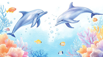 Fototapeta premium Dolphins Playing Underwater