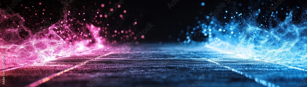 Poster colorful lights illuminating a dark background creating a vibrant abstract visual effect