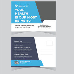 Modern Medical health care post card banner template design creative post card design premium vector