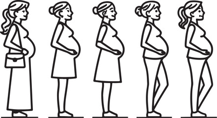 Pregnant women line art vector icon.