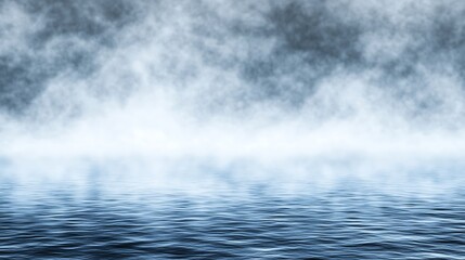 Water surface reflecting cloudy sky with soft and serene light